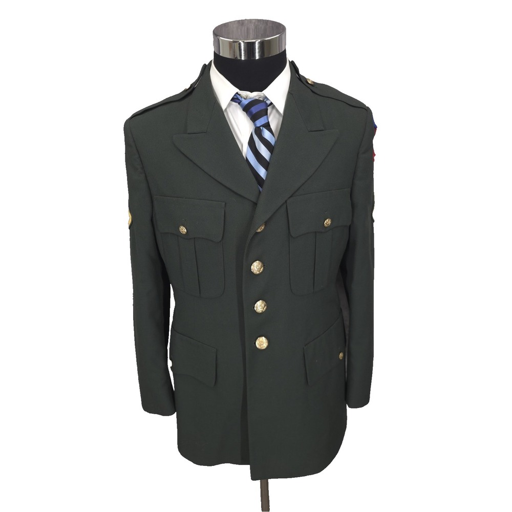 Vintage US Army Airborne Dress Military Jacket Mens 42 R Army Green Uniform Coat